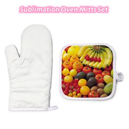 Sublimation Oven Mitts Set Include Blank Heat Resistance Oven Gloves and Blank Sublimation Pot Holders z11