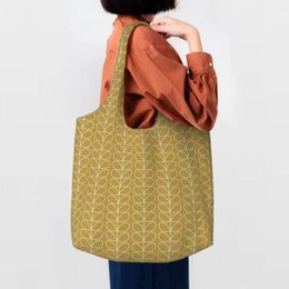 Shopping Bags Custom Linear Stem Dandelion Orla Kiely Pattern Canvas Bag Recycling Large Capacity Groceries Tote Shopper Handbag