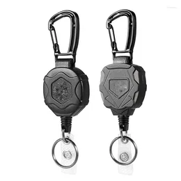 Keychains 1 PCS Retractable Keychain Heavy Duty Carabiner Badge Holder ID Reel With Steel Cord