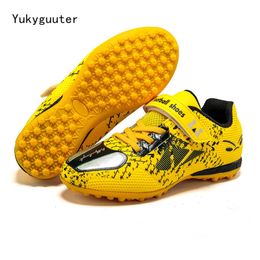 Dress Shoes Children Football Soccer Boots Kids Boy Girl Sneakers Leather High Top Cleats Training Outdoor Hook Loop 230406