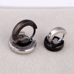 Hoop Earrings Men Women Colour Black Stainless Steel Small Smooth Surface 3mm Narrow Huggie Jewellery