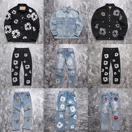 Mens Jeans high street designer denim tears stacked jeansbiker Fit For men man Slim Painted Patch Jackets Outwear coats L9Qx#