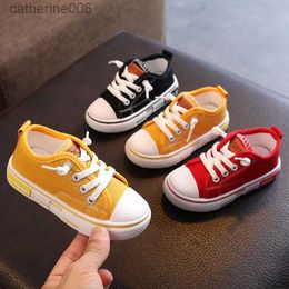 Sneakers 2022 Spring New Kids Canvas Shoes for Boys Solid Red Light School Casual Shoes Girls Non-slip Fashion Children Unisex SneakersL231106