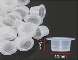 1000Pcs 15mm Large Size Clear White Tattoo Ink Cups For Permanent Makeup Caps Supply5079193