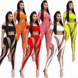 2023 Women Fashion Sexy Nightclub Tight Mesh Perspective Long Sleeved Trousers Jumpsuit Womens Wear Jumpsuits for Amp Rompers