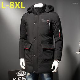 Men's Down Plus Size 8XL 6XL 5XL 2023 Top Quality Warm Winter Jacket Windproof Casual Outerwear Thick Medium Long Coat Men Parka