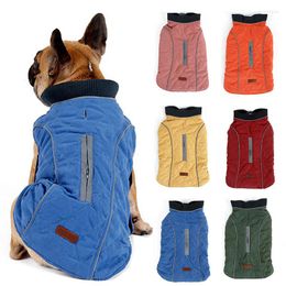 Dog Apparel Vintage Winter Pet Clothes Thick Warm Cotton Jacket Coat Labrador Reflective Vest For Small Medium Large Big Dogs Outfit