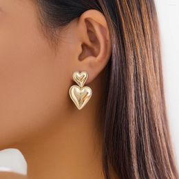 Dangle Earrings Lacteo Elegant Love Heart Pendant For Women Metal Gold Color Drop Earring Fashion Statement Jewelry Ladies Party Gifts