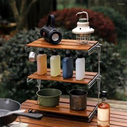 Camp Furniture Portable Three-tier Rack - Easy To Carry And Foldable For Camping Stainless Steel Frame Is Sturdy