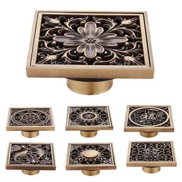 Drains Euro Floor Antique Brass Shower Bathroom Deodorant Square Strainer Cover Grate Waste Use 230406