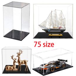 Decorative Objects Figurines 75 Size Display Case for Collectibles Assemble Clear Acrylic Box Protection Showcase Action Figures Organising Toys 230406