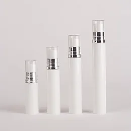 Storage Bottles 15ML White Plastic Airless Bottle Silver Pump Clear Lid Lotion/emulsion/serum/eye Essence Foundation Toner Cosmetic Packing