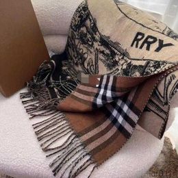 Luxury Designer Scarf Women 100% Double Sided Cashmere Unicorn Plaid Letter Printing Pure Men Shawl with Box Size 180x30cm