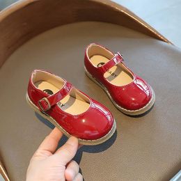 Flat Shoes Design Fashion Girls All-match Shiny Leather 2-6 Years Old Kids T20N11LS-10