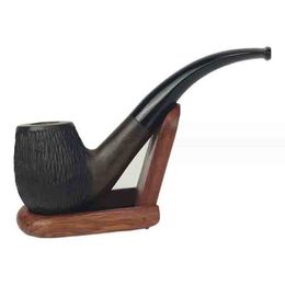 latest Ebony Solid Wood Hand Smoking Wooden Cigarette Pipe 4 Styles Cigar tobacco Herbal Filter Pipes Accessories Tool Tube Oil Rigs