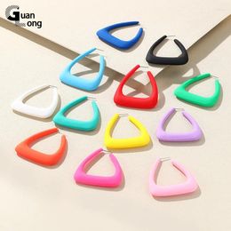 Dangle Earrings GuanLong Korean Geometric Triangle Hoop For Women Big Colorful Resin Ear Ring Girls Ladies Large Party Gifts