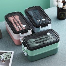 Dinnerware Lunch Box Multi-function School Stackable Highest Rating Fresh-keeping Double Layer Office Portable Container