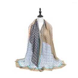 Scarves Spring Summer Satin Geometric Printed Scarf Versatile Long Fashion Decoration Big Shawls Women Foulard