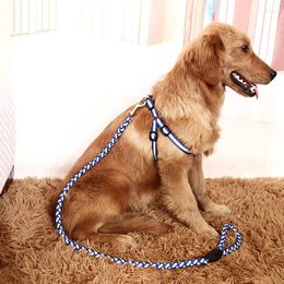 Dog Collars Reflective Nylon Harness And Leash Set Puppy Adjustable Step-in Safty Noctilucent Durable Walking 3 Size