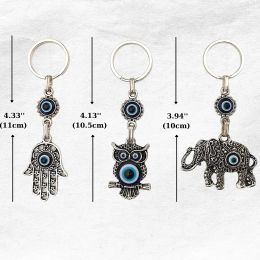 Keychains Lanyards L Turkish Blue Evil Eye Keychain Amet Set Of 3 Charm In A Box Gift For Women Or Men Hamsa Owl Elephant Drop Deliver Am23E