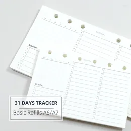 MyPretties 40 Sheets Basic 31 Days Tracke Planner Refills A6 A7 Filler Papers For Personal Pocket 6 Hole Binder Organiser N.1445