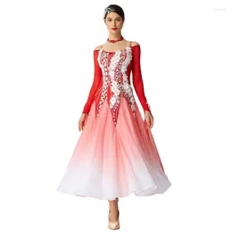 Stage Wear B-2058 Ballroom Dance Dress National Standard Modern Performance Clothing Big Skirt Tailor-made Social Stones