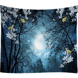 Tapestries Moon Night Branches Florals Planet Tapestry Decor Wall Cloth Carpet Living Room Decoration