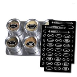 Wall Stickers 5pcs Russian Spice Label Blackboard Labels With Marker Pen Reusable Jam Jar Bottle Tags 120 Pieces