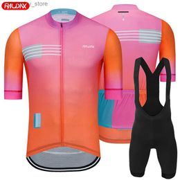 Cycling Jersey Sets UL RAPHAFUL Short Seve Jersey Sets Ropa Ciclismo Hombre Summer Cycling Clothing Triathlon Bib Shorts Suit Bike Uniform Q231108