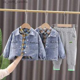 Clothing Sets New Spring Autumn Boys Girls Children Coat Baby Jacket T-shirt Jeans 3Pcs/sets Infant Casual Clothing Kids Sportswear R231106