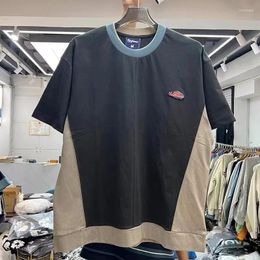 Men's T Shirts Heavy Color Splicing Round-necked Short-sleeved T-shirt