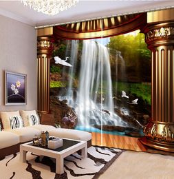 Nature personality style photo print 3d curtain European style Roman column waterfall curtain Blackout Shade Window Curtains