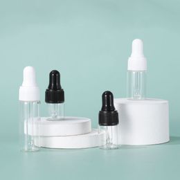 Transparent Dropper Bottle 1ml 2ml 3ml 5ml With Black Or White Cap