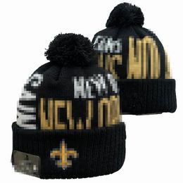 Men Knitted Cuffed Pom New Orleans Beanies NO Bobble Hats Sport Knit Hat Striped Sideline Wool Warm BasEball Beanies Cap For Women A19