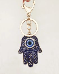 Keychains Lanyards L Evil Eye Keychain Turkish Hamsa Hand Womens Mens Gold Lucky Charm Protection Blessing Handbag Key Ring Drop Deliv Amb2C
