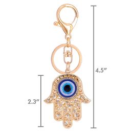 Keychains Lanyards L Blue Evil Eye Hamsa Hand Keychain Crystal Charm Purse Pendant Handbag Bag Decoration Holiday Gold Drop Delivery Amd49