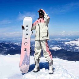 Other Sporting Goods 2024 New Women's Warm Ski Suit Hooded Women's Men's Waterproof Windproof Reflective Ski Snowboard Jacket Outdoor Clothing HKD231106