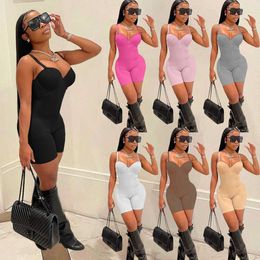 Women jumpsuits Clothes 2023 summer wear new sexy low chest suspender high waist slim fit bag hip conjoined shorts