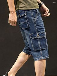 Men's Shorts Hip Hop Multi Pockets Cargo Denim Men Military Vintage Fashion Streetwear Jeans Jogger Male Urban
