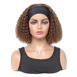 Factory Wholesale Highlights Colorful Bob Wig Adhesive Free Virgin Brazilian Hair Curly Wig Black Female Wig