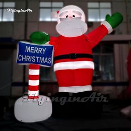 Attractive Giant Advertising Inflatable Santa Claus Balloon Saint Nicholas Red Air Blow Up Father Christmas With A Guideboard For Outdoor Event