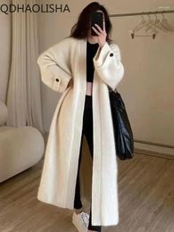 Women's Knits Coat Autumn In Commuting Trench Thick Knitted Cardigan Sweater Long Loose Fashion White Women Clothing