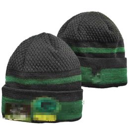 Men Knitted Cuffed Pom GREEN Beanies BAY GB Bobble Hats Sport Knit Hat Striped Sideline Wool Warm BasEball Beanies Cap For Women A16