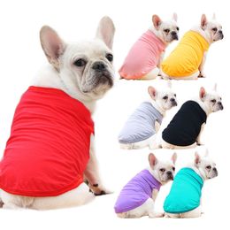 Sublimation Blank DIY Dog Clothes Cotton Dog Apparel White Vest Blanks Pet Shirts Solid Colour T Shirt for Small Dogs Cat Red Blue Yellow