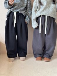 Trousers Children's Pants 2023 Winter Clothing Korean Plush Loose Casual Radish Clothes