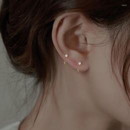 Stud Earrings Gold Colour Minimalist Crystal Ear For Women Stainless Steel Cartilage Piercing Girl Trend Jewellery
