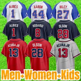 Dansby Swanson 13 Ronald Acuna Jr. Baseball Jersey Atlanta 28 Matt Olson Ozzie Albies Austin Riley Travis d'Arnaud Dale Murphy Sanders Max Fried Marcell Matzek