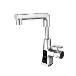Bathroom Sink Faucets The Cold Faucet Of Contemporary And Contracted Gear To Adjust Water Temperature LED Lights Display Temperature.