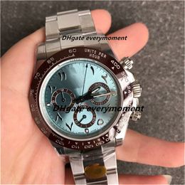 NF Factory Dubai Ice Blue Watch Ceramic Chronograph 1165506 40mm ETA7750 Movement Automatic Mechanical Men's Watches 904L Sapphire Waterproof Wristwatch