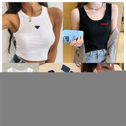 Women s Tanks Camis Summer Crop Top Sexy Designer Brand Sport Shoulder Black White Tank Casual Sleeveless Backless Tee Shirts Fitness Clothing 5 231103